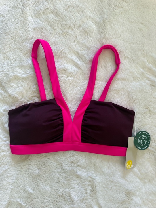Boden Other - NWT Boden Corsica Two-Tone V-Neck Bikini Top in Hot Pink & Burgundy